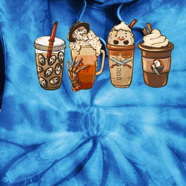 Groovy Dead Inside But Caffeinated Horror Halloween Movie Cool Gift Tie Dye Hoodie