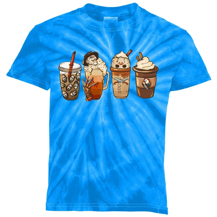 Groovy Dead Inside But Caffeinated Horror Halloween Movie Cool Gift Kids Tie-Dye T-Shirt