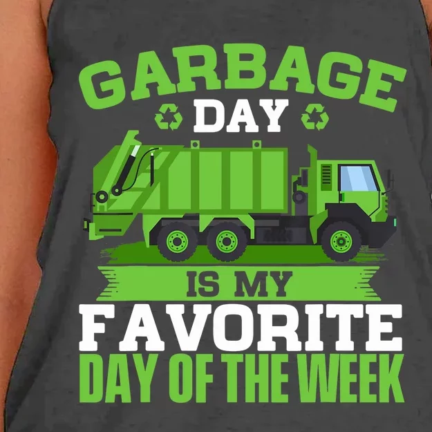 Garbage Day Is My Favorite Day Trash Waste Truck Collector Women's Knotted Racerback Tank