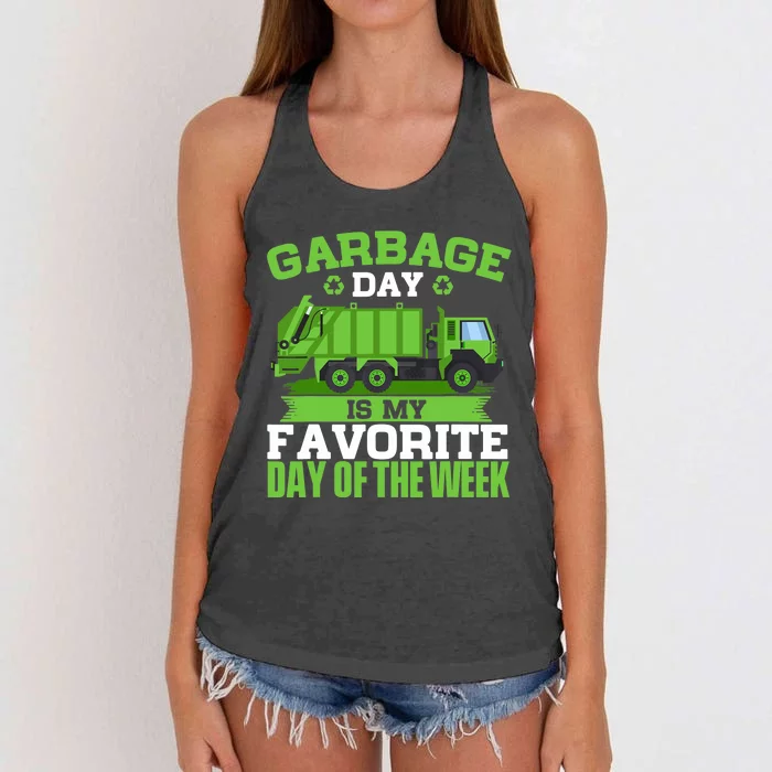 Garbage Day Is My Favorite Day Trash Waste Truck Collector Women's Knotted Racerback Tank