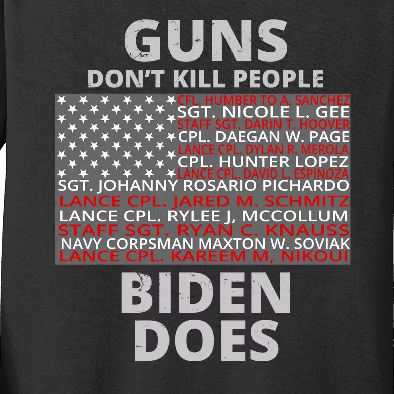 Guns Don't Kill People Biden Does 13 American Heroes Kids Long Sleeve Shirt