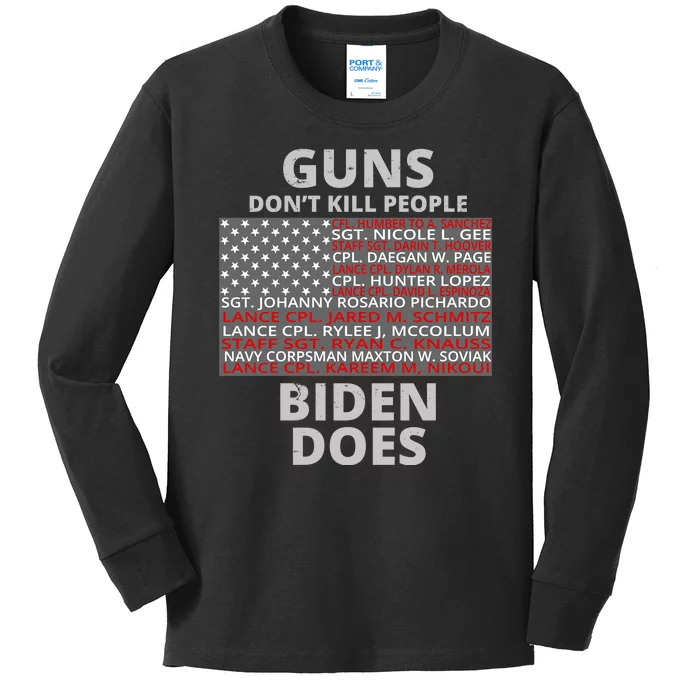 Guns Don't Kill People Biden Does 13 American Heroes Kids Long Sleeve Shirt