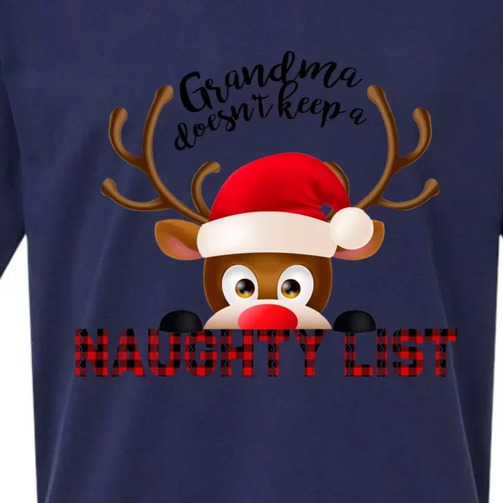 Grandma Doesnt Keep A Naughty List Deer Santa Gift Sueded Cloud Jersey T-Shirt