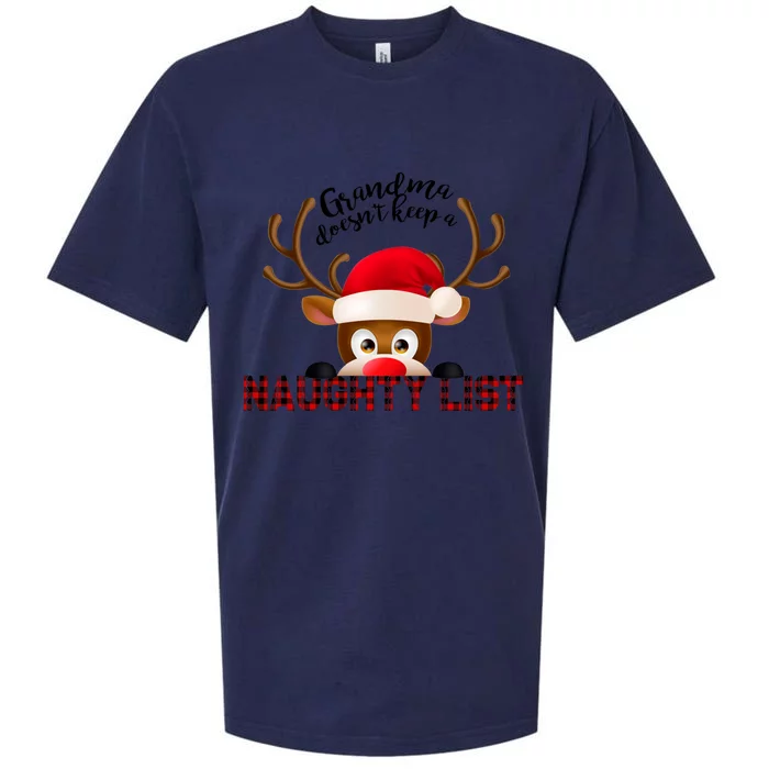 Grandma Doesnt Keep A Naughty List Deer Santa Gift Sueded Cloud Jersey T-Shirt