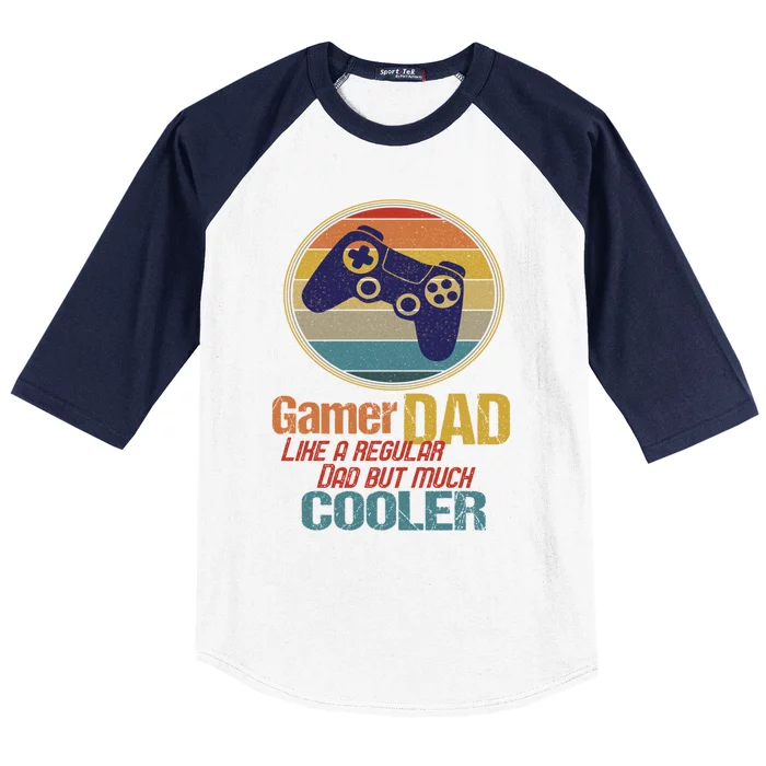 Gaming Dad Like A Regular Dad But Way Cooler Vintage Gamer Gift Baseball Sleeve Shirt