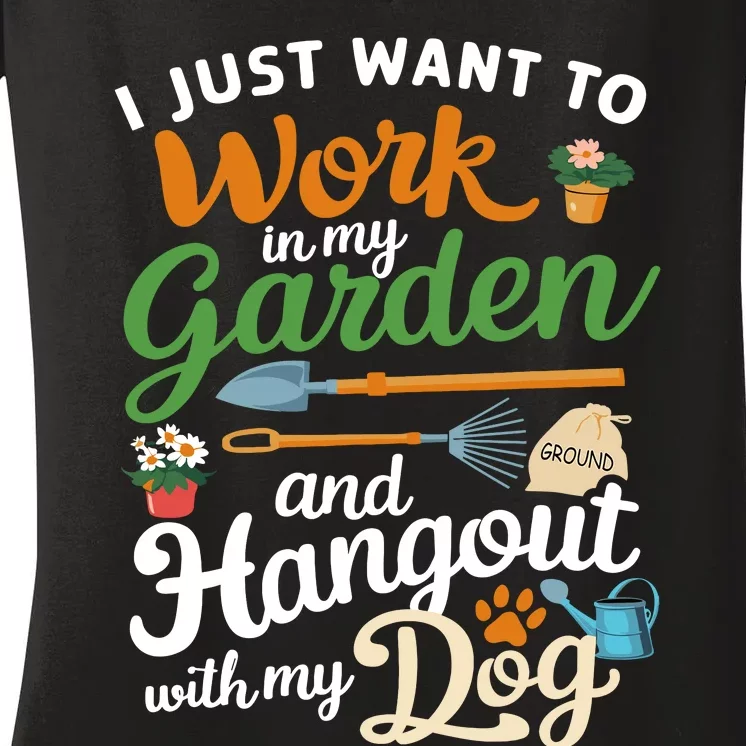 Gardening Dog Lover Gardener Garden Plants Women's V-Neck T-Shirt