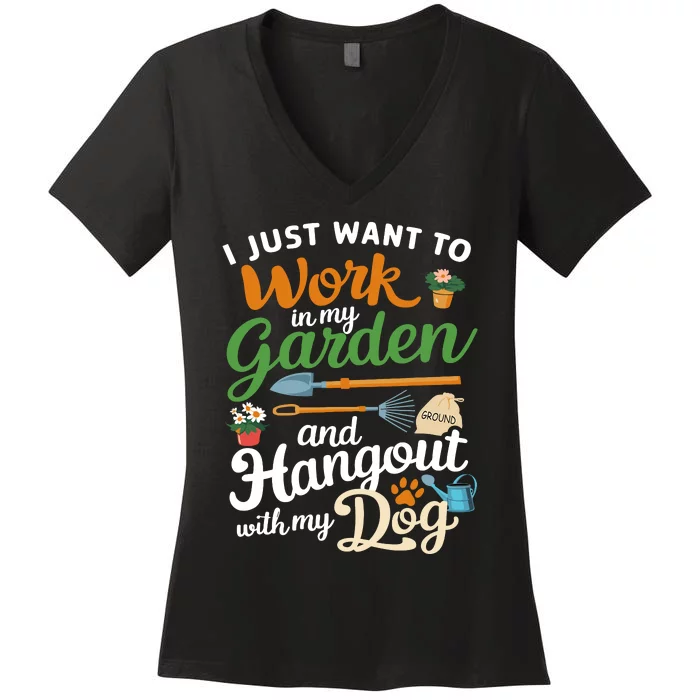 Gardening Dog Lover Gardener Garden Plants Women's V-Neck T-Shirt