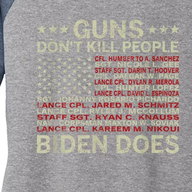 Gun.s Don't Like Ki.lls People Biden Does American Flag Women's Tri-Blend 3/4-Sleeve Raglan Shirt