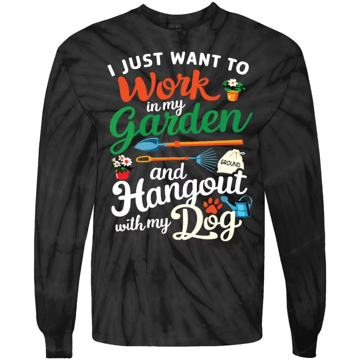 Gardening Dog Lover Gardener Garden Plants Tie-Dye Long Sleeve Shirt