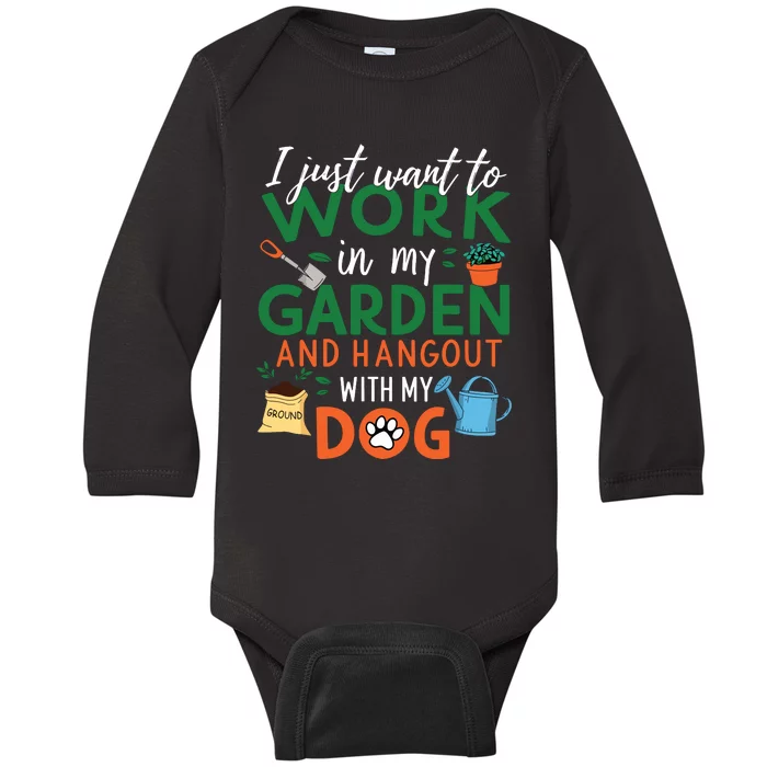 Gardening Dog Lover Plants Gardener Garden Baby Long Sleeve Bodysuit