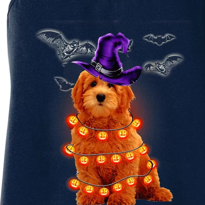 Goldendoodle Dog Light Pumpkin Funny Halloween Women's Racerback Tank