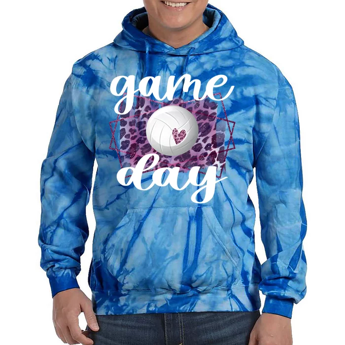 Game Day Leopard Volleyball Game Day Meaningful Gift Tie Dye Hoodie