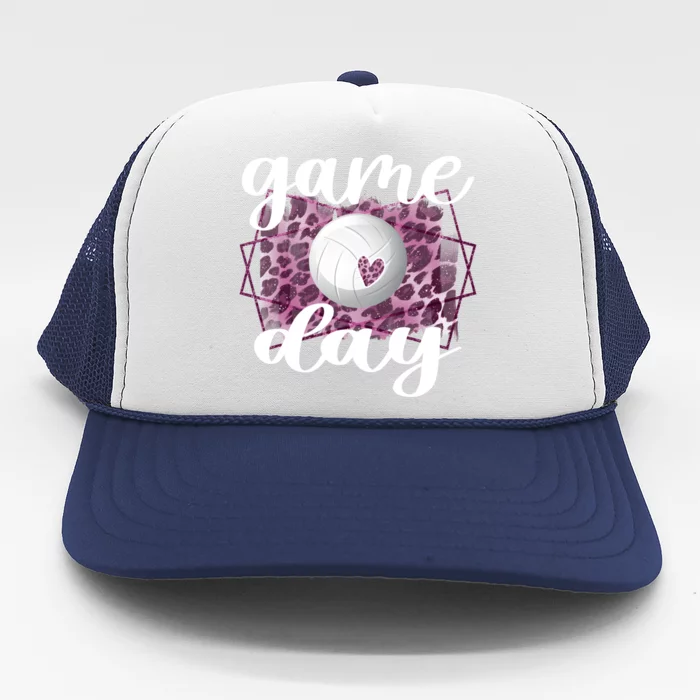 Game Day Leopard Volleyball Game Day Meaningful Gift Trucker Hat