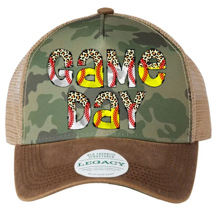 Game Day Leopard Baseball Softball Mom Life Legacy Tie Dye Trucker Hat