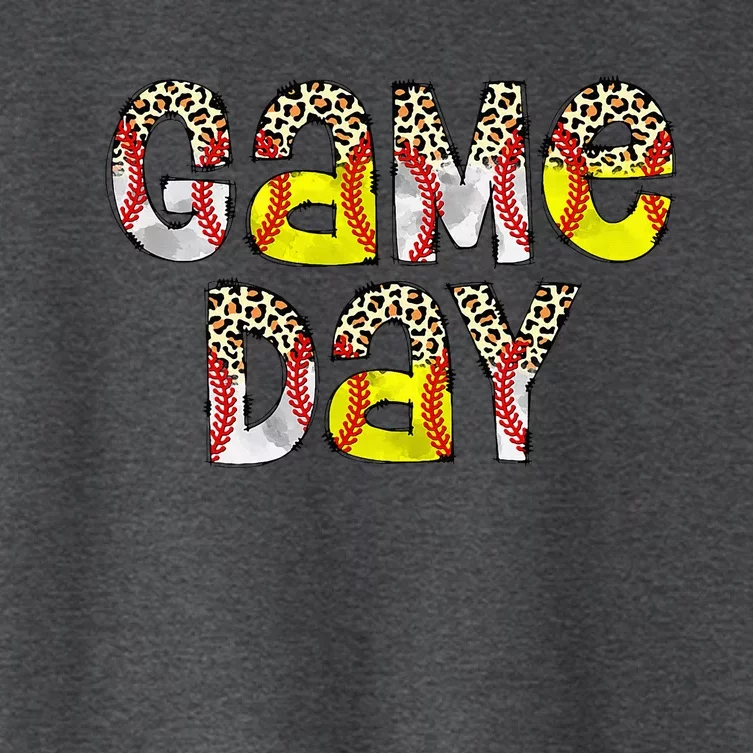 Game Day Leopard Baseball Softball Mom Life Women's Crop Top Tee