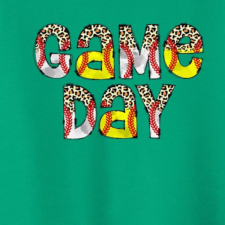 Game Day Leopard Baseball Softball Mom Life Toddler T-Shirt