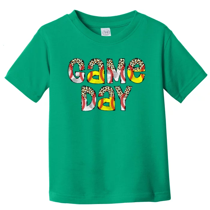 Game Day Leopard Baseball Softball Mom Life Toddler T-Shirt