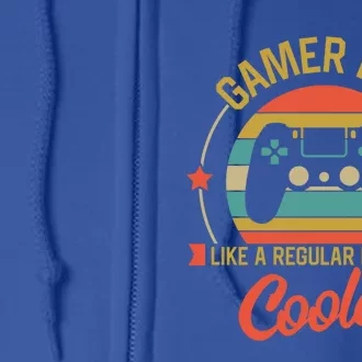 Gamer Dad Like A Regular Dad But Cooler Retro Fathers Day Gift Full Zip Hoodie