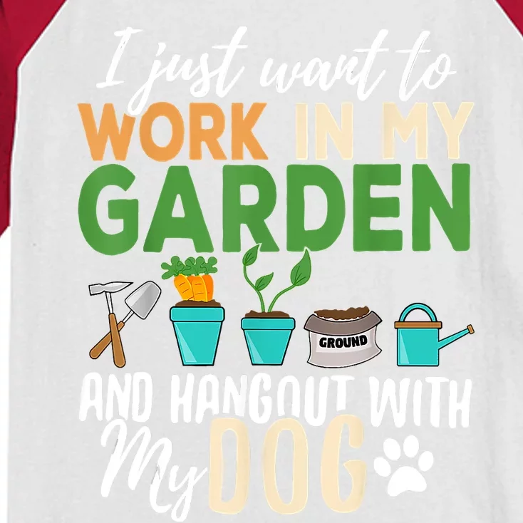 Gardening Dog Lover Gardener Garden Pet Gift Plants Kids Colorblock Raglan Jersey