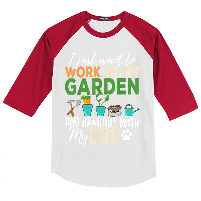 Gardening Dog Lover Gardener Garden Pet Gift Plants Kids Colorblock Raglan Jersey