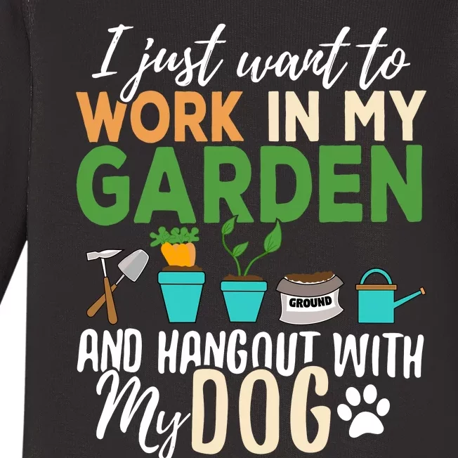 Gardening Dog Lover Gardener Garden Pet Gift Plants Baby Long Sleeve Bodysuit