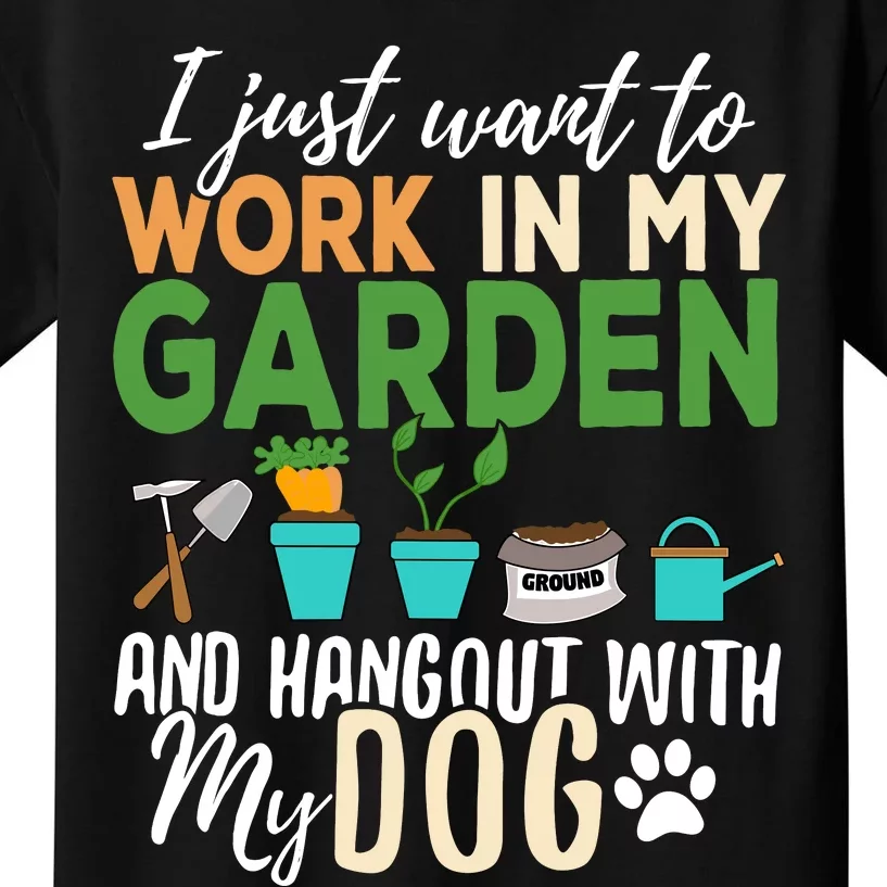 Gardening Dog Lover Gardener Garden Pet Gift Plants Kids T-Shirt