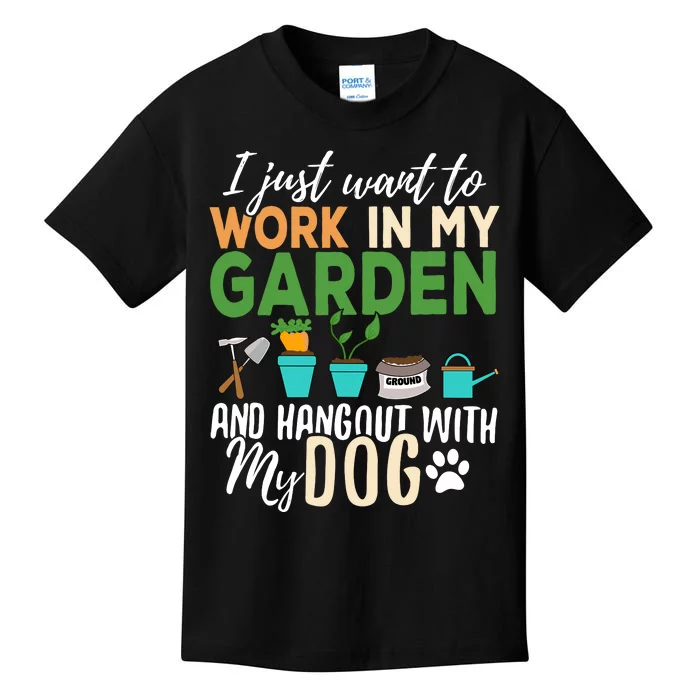 Gardening Dog Lover Gardener Garden Pet Gift Plants Kids T-Shirt