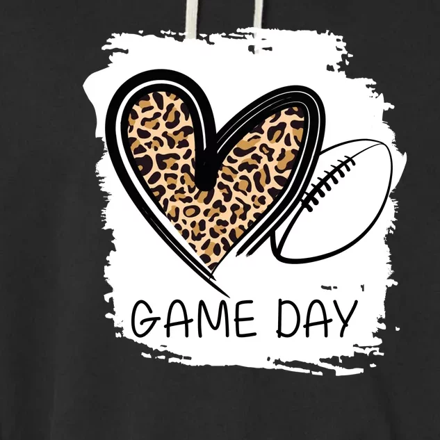 Game Day Leopard Football Fan Cute Heart Garment-Dyed Fleece Hoodie