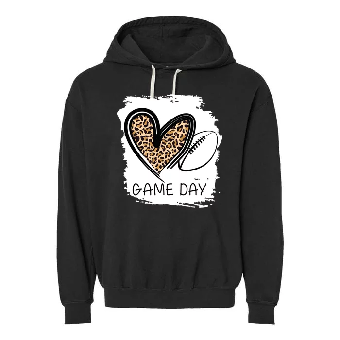 Game Day Leopard Football Fan Cute Heart Garment-Dyed Fleece Hoodie