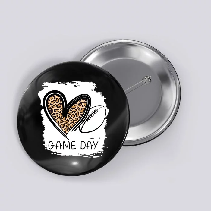 Game Day Leopard Football Fan Cute Heart Button