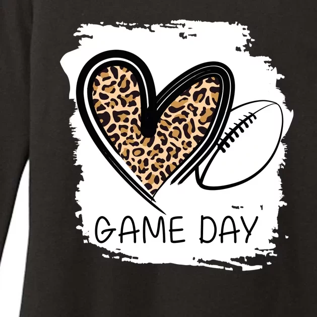 Game Day Leopard Football Fan Cute Heart Womens CVC Long Sleeve Shirt