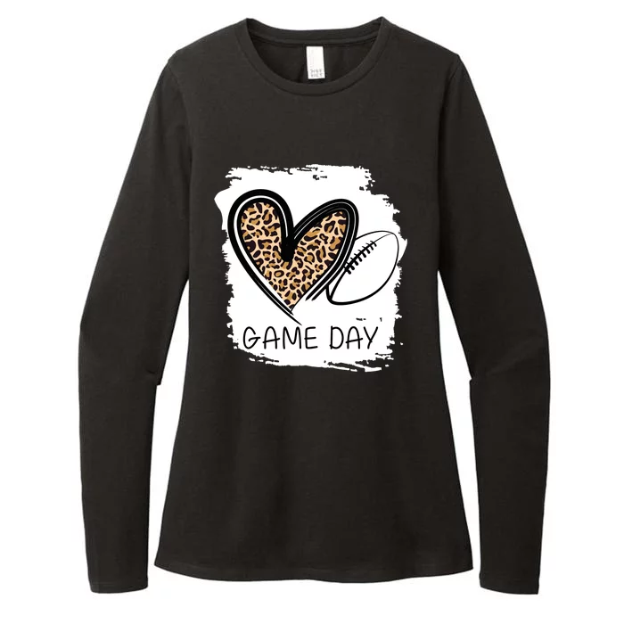 Game Day Leopard Football Fan Cute Heart Womens CVC Long Sleeve Shirt