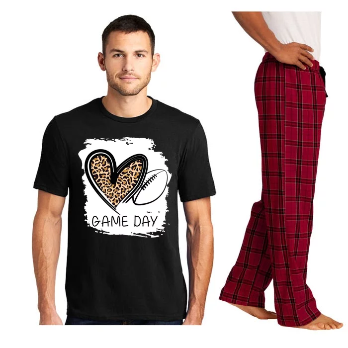 Game Day Leopard Football Fan Cute Heart Pajama Set