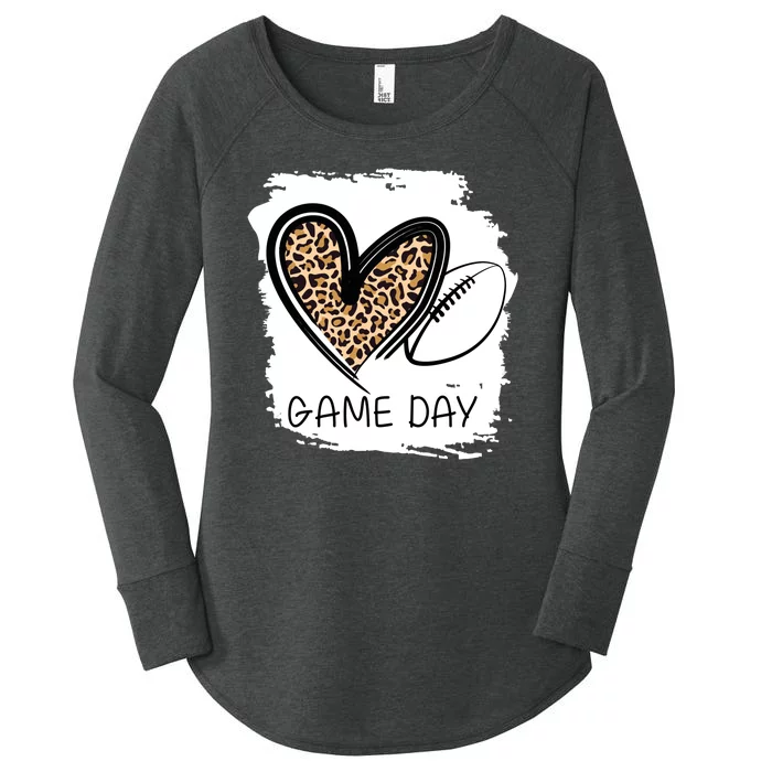 Game Day Leopard Football Fan Cute Heart Women's Perfect Tri Tunic Long Sleeve Shirt