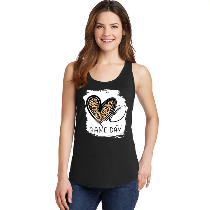 Game Day Leopard Football Fan Cute Heart Ladies Essential Tank