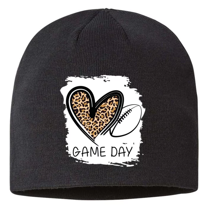 Game Day Leopard Football Fan Cute Heart 8 1/2in Sustainable Knit Beanie