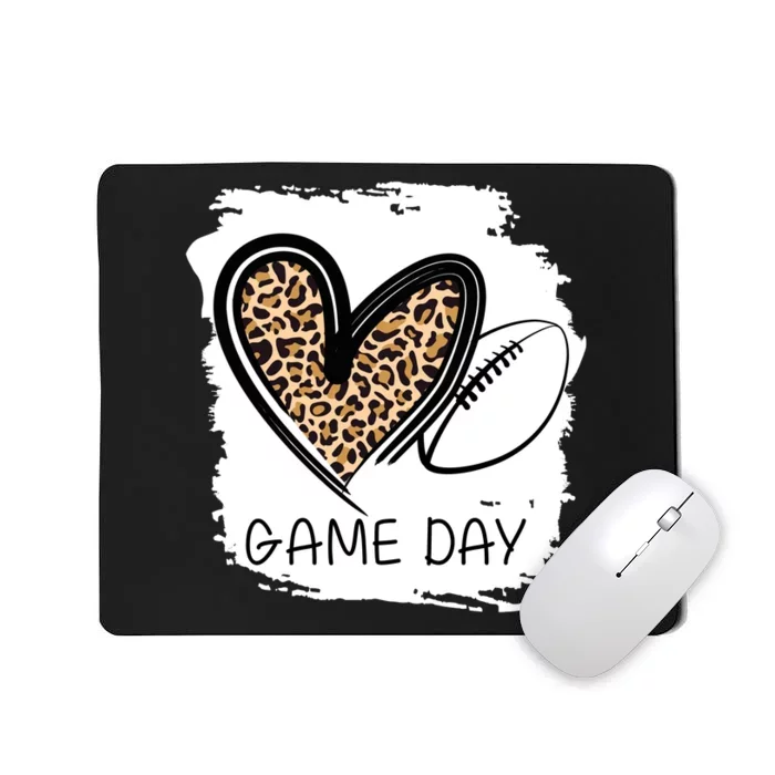 Game Day Leopard Football Fan Cute Heart Mousepad