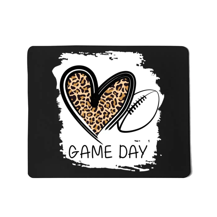 Game Day Leopard Football Fan Cute Heart Mousepad