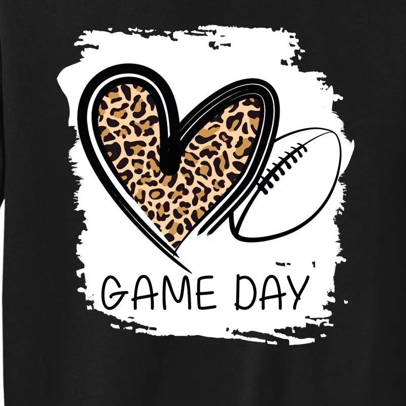 Game Day Leopard Football Fan Cute Heart Tall Sweatshirt