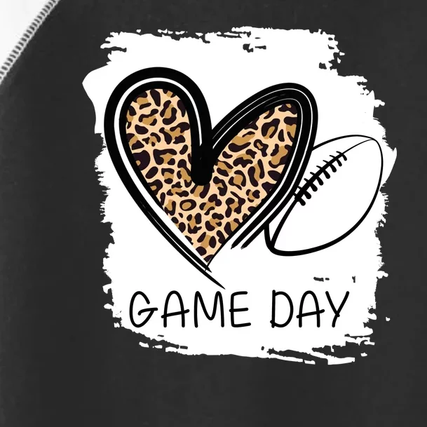 Game Day Leopard Football Fan Cute Heart Toddler Fine Jersey T-Shirt