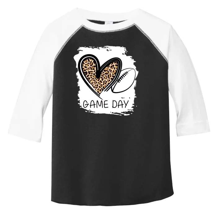 Game Day Leopard Football Fan Cute Heart Toddler Fine Jersey T-Shirt