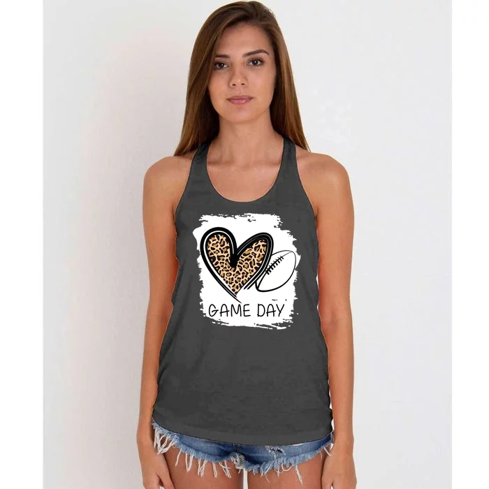 Game Day Leopard Football Fan Cute Heart Women's Knotted Racerback Tank