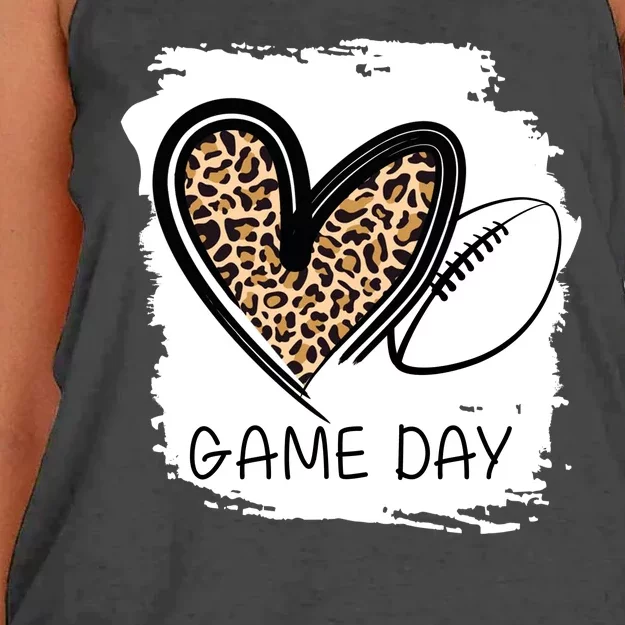 Game Day Leopard Football Fan Cute Heart Women's Knotted Racerback Tank