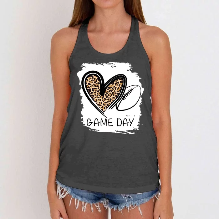 Game Day Leopard Football Fan Cute Heart Women's Knotted Racerback Tank