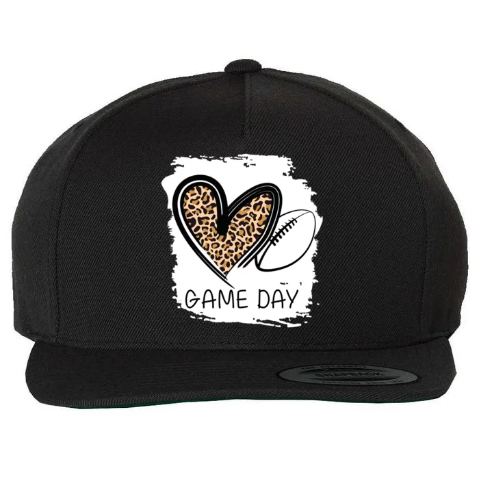 Game Day Leopard Football Fan Cute Heart Wool Snapback Cap