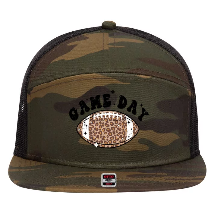 Game Day Leopard Football 7 Panel Mesh Trucker Snapback Hat