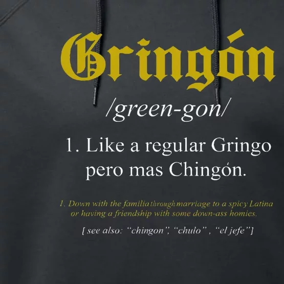 Gringon Definition Like A Regular Gringo Performance Fleece Hoodie