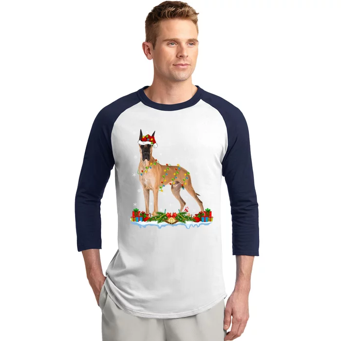 Great Dane Lover Family Matching Santa Great Dane Christmas Funny Gift Baseball Sleeve Shirt