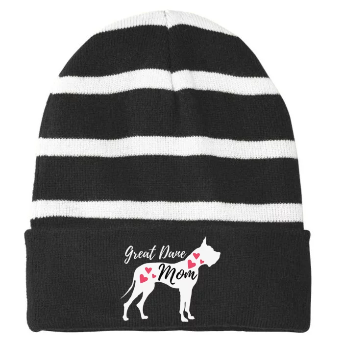 Great Dane Mom - German Mastiff Deutsche Dogge Dog Owner Striped Beanie with Solid Band