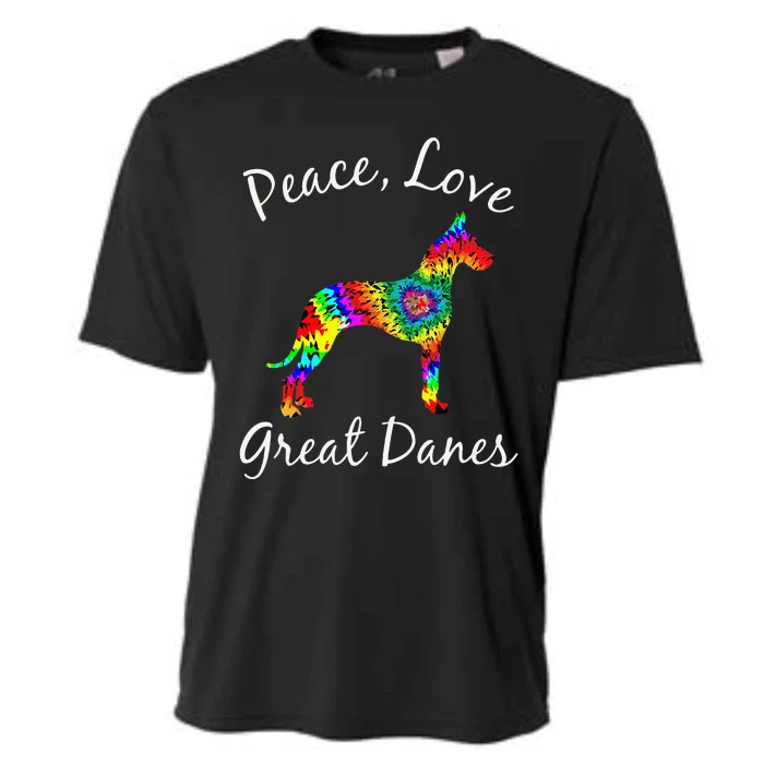 Great Dane Mom Fun Dog Mom Gift Peace Love Great Dane Mama Cooling Performance Crew T-Shirt